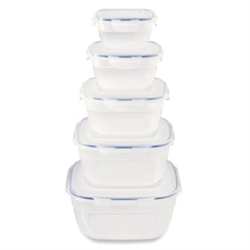 Boîtes de conservation : 5 boîtes carrées arrondies emboîtables